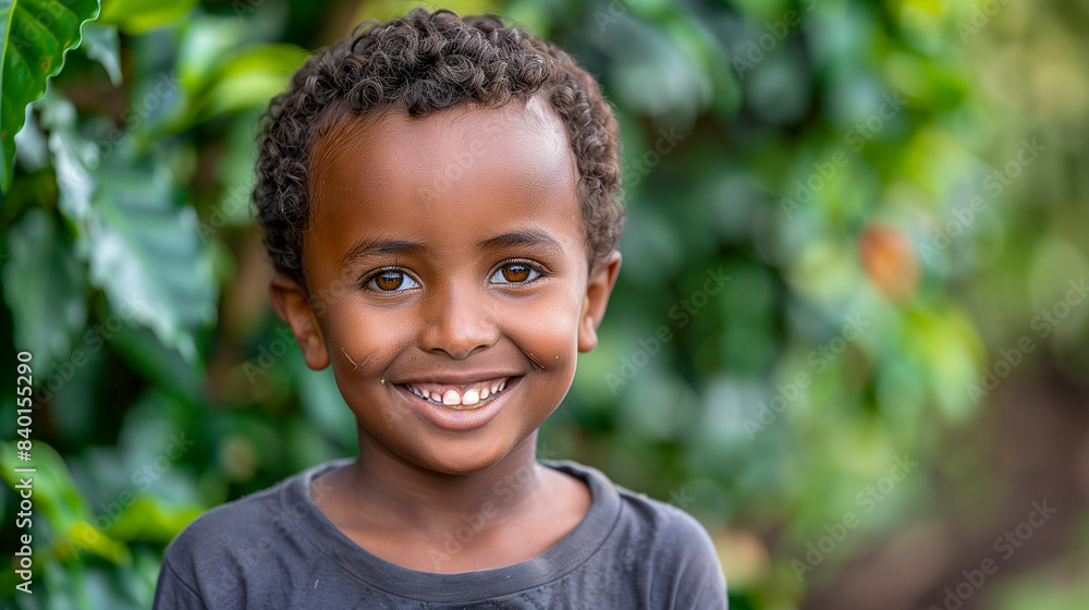 Ethiopian boy with a radiant smile, wearing traditional attire Ethiopian boy with a radiant smile, wearing traditional attire