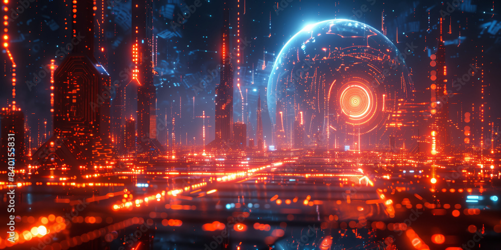 Futuristic metaverse abstract fiction city in virtual reality. Abstract background Futuristic metaverse abstract fiction city in virtual reality. Abstract background