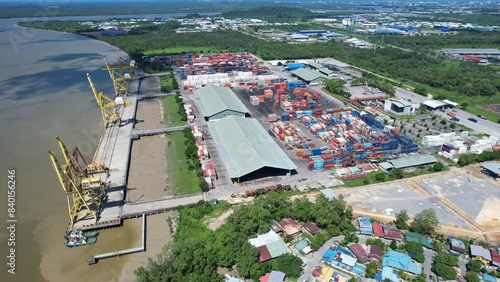 Kuching, Malaysia - June 5 2024: The Senari Port and Pending Terminal Port photo