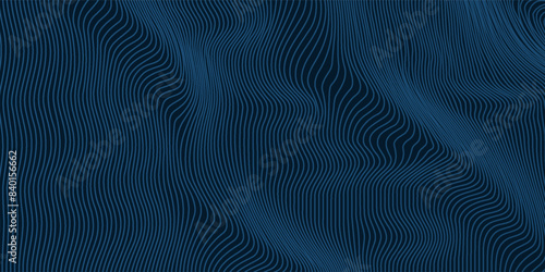 Blue abstract background design. Modern wavy line pattern (guilloche curves) in monochrome colors.