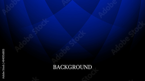Black abstract background with blue overlay texture and gradient shades, shell shape	
