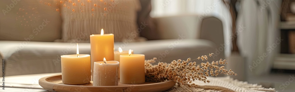 Tranquil Candle Still Life with Dry Flowers Tranquil Candle Still Life with Dry Flowers