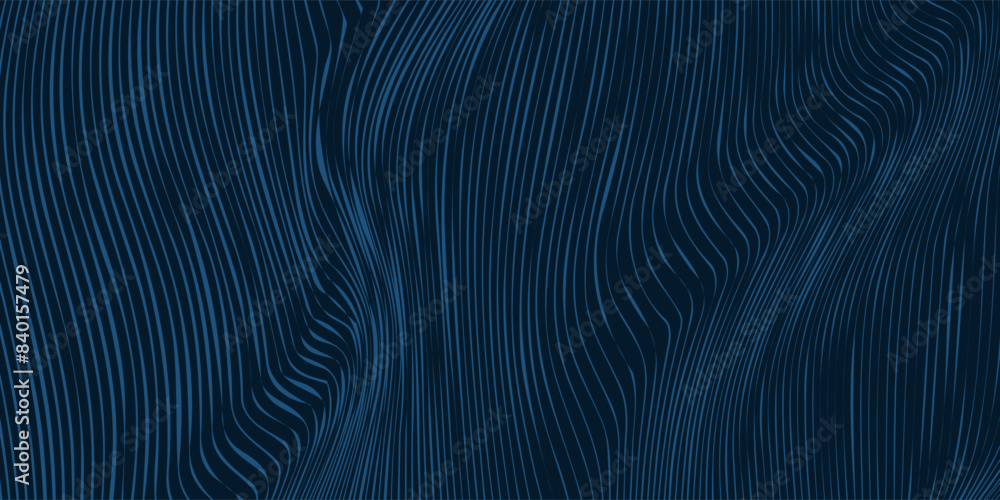 Obraz premium Blue abstract background design. Modern wavy line pattern (guilloche curves) in monochrome colors.