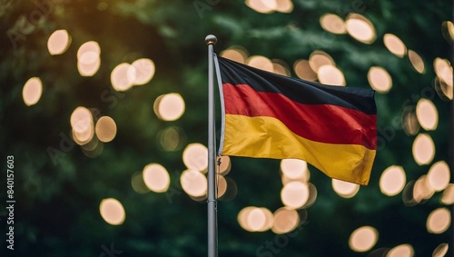 The German flag flutters in the wind