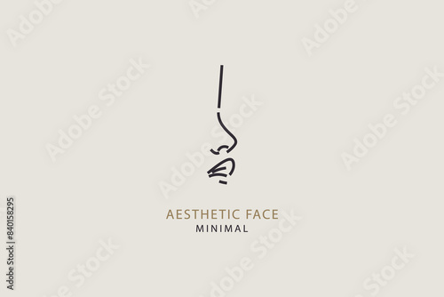 Woman face contour minimal aesthetic logo design.