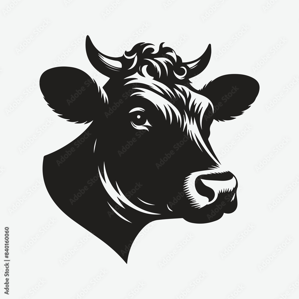 Print Majestic Cow Head Silhouette, A Perfect Symbol of Rural Charm Print Majestic Cow Head Silhouette, A Perfect Symbol of Rural Charm