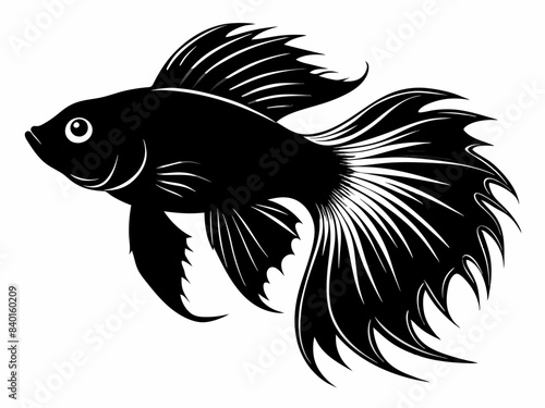 Betta fish silhouette vector illustration 