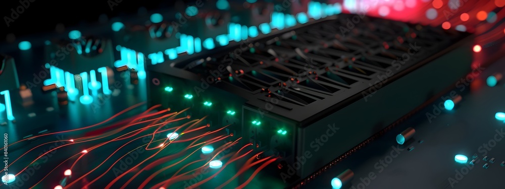 Fototapeta premium Fiber Optic Signal Amplifier Device for Telecommunication Networks