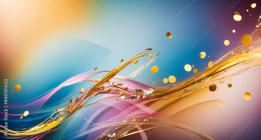 Abstract golden liquid splash with colorful background Abstract golden liquid splash with colorful background