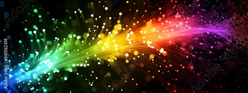 Vibrant Fiber Optic Light Signals Digital of Technological Communication