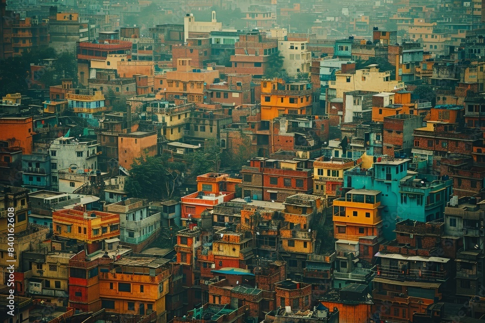 Fototapeta premium An overview of a city featuring numerous vibrant buildings and urban design