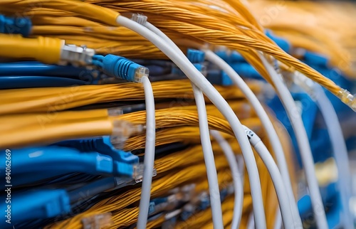 CloseUp of network cable with fiber optical background