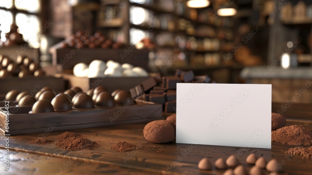 Artisan Chocolate Business Truffle Molds Cocoa Powder Blank Business Cards in Chocolatier's Atelier Stock Image Artisan Chocolate Business Truffle Molds Cocoa Powder Blank Business Cards in Chocolatier's Atelier Stock Image