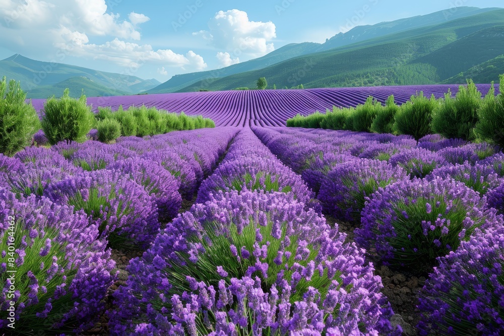 Obraz premium Aromatic lavender fields in bloom, symbolizing relaxation and beauty. 
