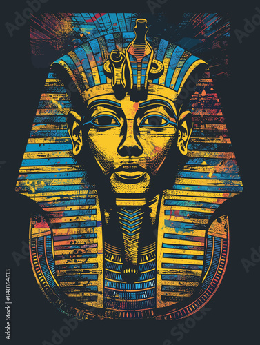 Egyptian pharaohs head. Vector illustration in retro style.