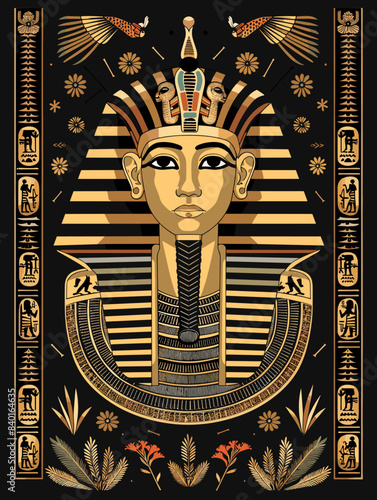 Egyptian pharaoh with golden crown. Vector illustration for your design