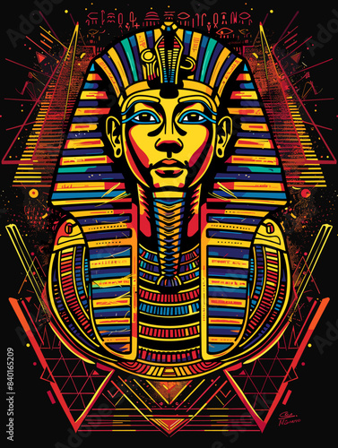 Egyptian pharaoh. Vector illustration for t-shirt, poster, print.