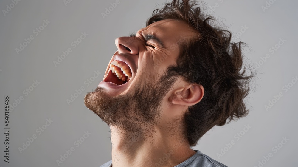 mouth open, showing pain from a tooth extraction site. mouth open, showing pain from a tooth extraction site.