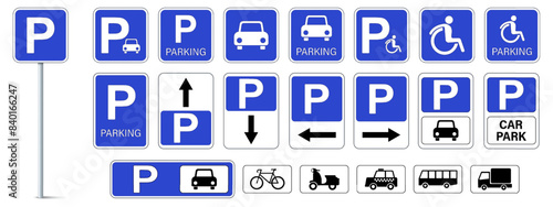 Car parking sign vector. parking and traffic sign. Urban transportation. Street road symbol.