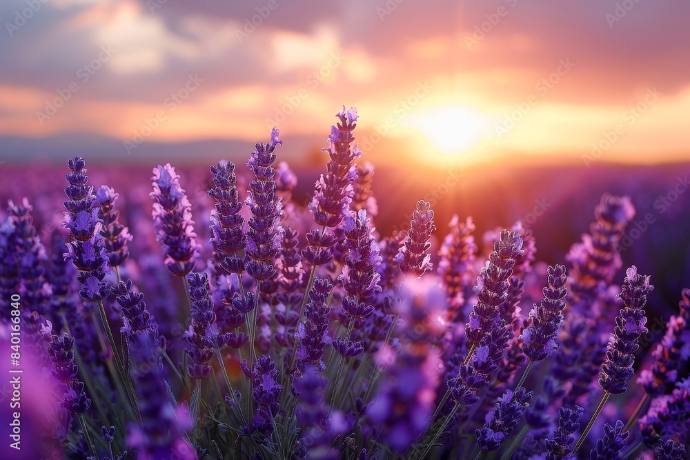 Aromatic lavender fields in bloom, symbolizing relaxation and beauty. Aromatic lavender fields in bloom, symbolizing relaxation and beauty.
