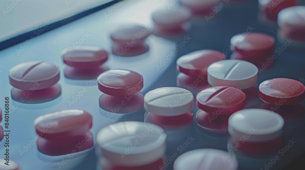 Digital Healthcare CloseUp of Prescription Pills on Tablet Screen Modern Medicine and Technology Concept Digital Healthcare CloseUp of Prescription Pills on Tablet Screen Modern Medicine and Technology Concept
