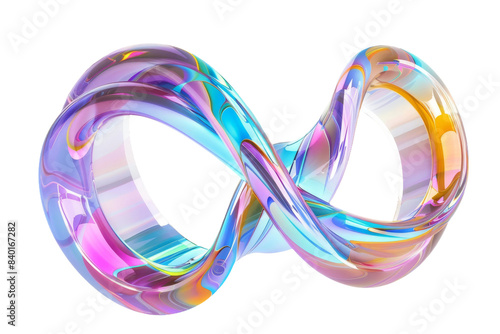 A colorful, abstract, and shiny oval shape with a rainbow pattern