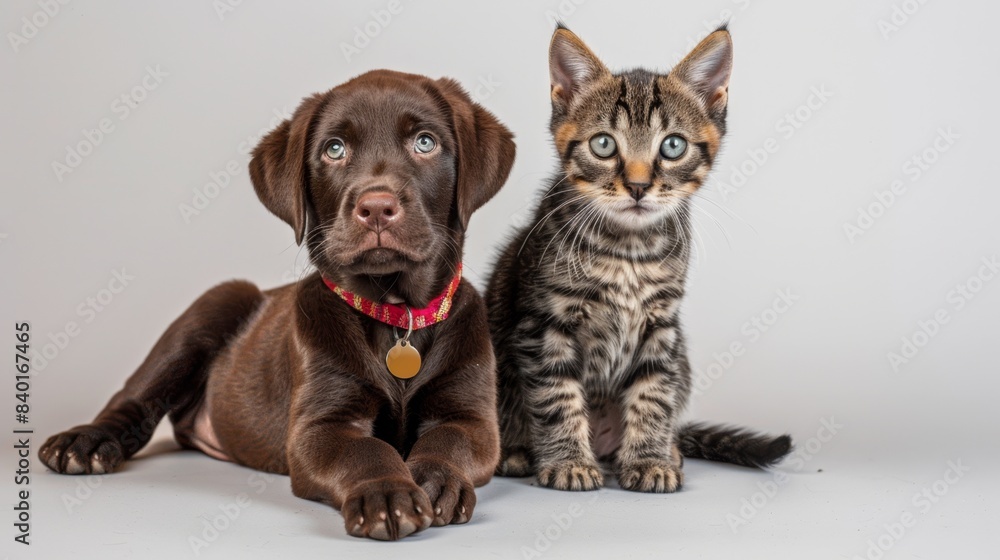 Naklejka premium The Puppy and Kitten Duo