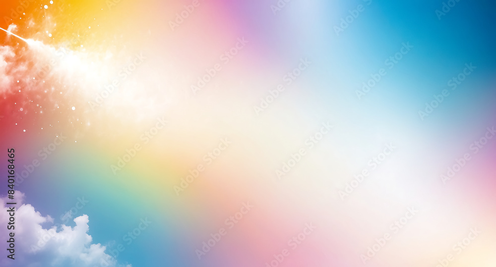 Abstract Rainbow Sky Background with White Clouds Abstract Rainbow Sky Background with White Clouds