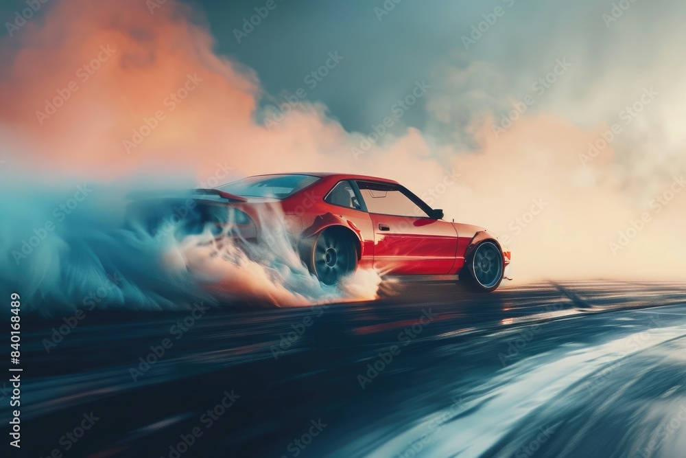 Blurred speed view of Motorsports racing drift professional drivers, and high-speed car activities Blurred speed view of Motorsports racing drift professional drivers, and high-speed car activities