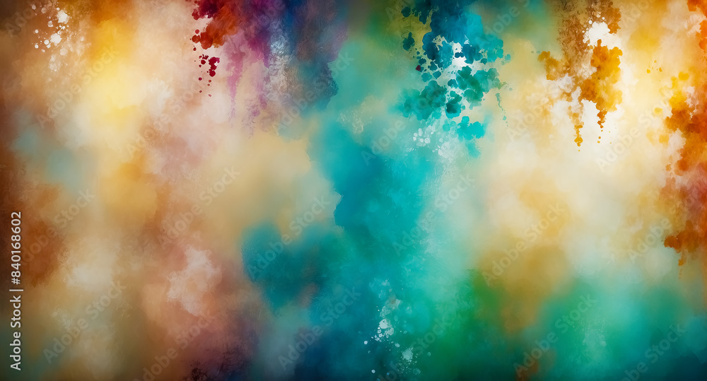 Fototapeta premium Abstract watercolor background with blue, yellow, and orange hues