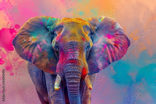 Elephant with Colorful Artistic Background