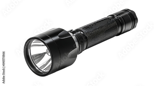 black flashlight isolated on transparent background