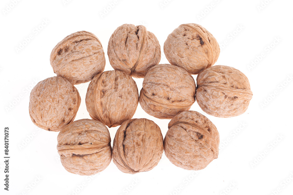 Walnuts are isolated on a white background, Walnuts are isolated on a white background,