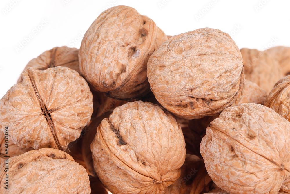 Walnuts are isolated on a white background, Walnuts are isolated on a white background,
