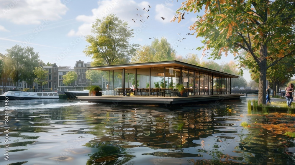Riverside Oasis EcoFriendly Floating Caf Serving Fresh Local Fare Urban Waterway Concept Riverside Oasis EcoFriendly Floating Caf Serving Fresh Local Fare Urban Waterway Concept