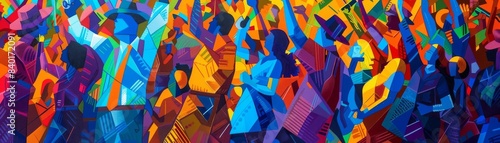 Vibrant depiction of Labor Day unions with workers celebrating their unions, energetic and bold