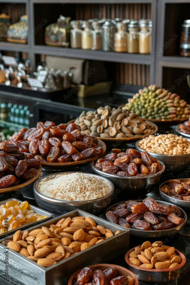 Lavish Arabic food display enhanced with modern technology for Ramadan Lavish Arabic food display enhanced with modern technology for Ramadan