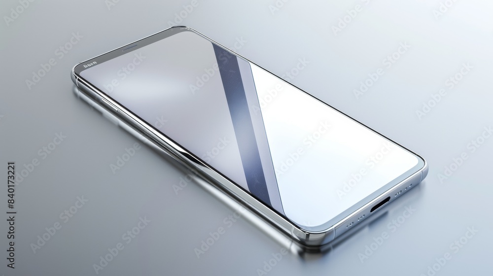 3D Model Silver Smartphone with Reflective Screen 3D Model Silver Smartphone with Reflective Screen