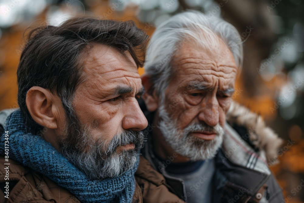 Two elderly males standing together Two elderly males standing together