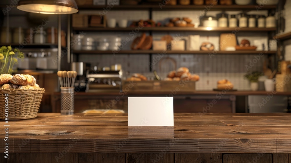 Artisanal Bakery Bliss Fresh Sourdough Pastries and Business Cards on Wooden Counter Artisanal Bakery Bliss Fresh Sourdough Pastries and Business Cards on Wooden Counter