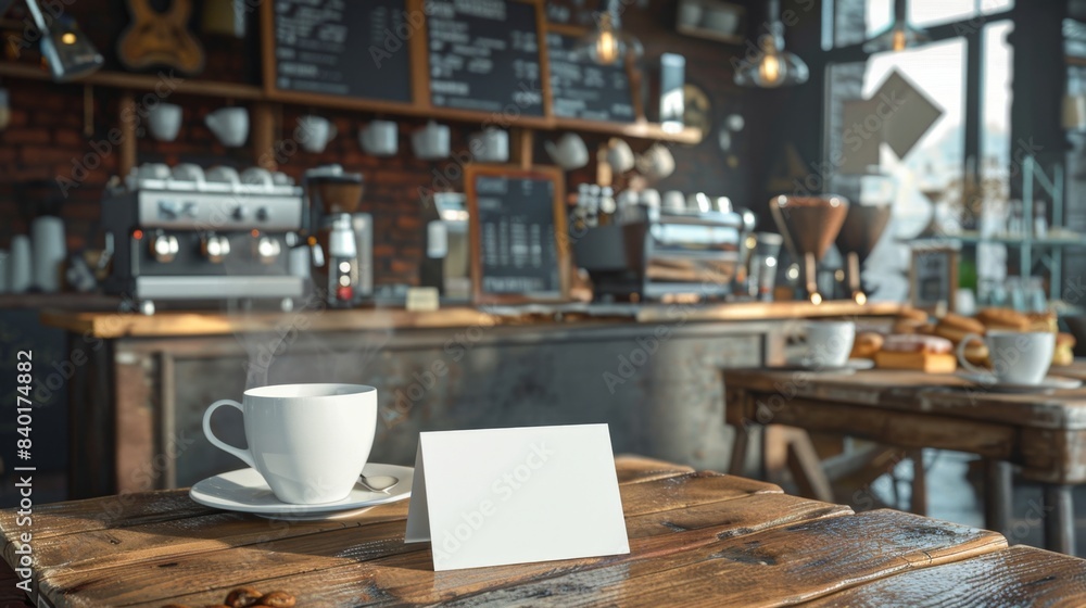 Inviting Atmosphere Cozy Indie Coffee Shop with Rustic Charm Steaming Mugs and Blank Business Cards on Wooden Tables Perfect for Small Business or Lifestyle Blogs Inviting Atmosphere Cozy Indie Coffee Shop with Rustic Charm Steaming Mugs and Blank Business Cards on Wooden Tables Perfect for Small Business or Lifestyle Blogs