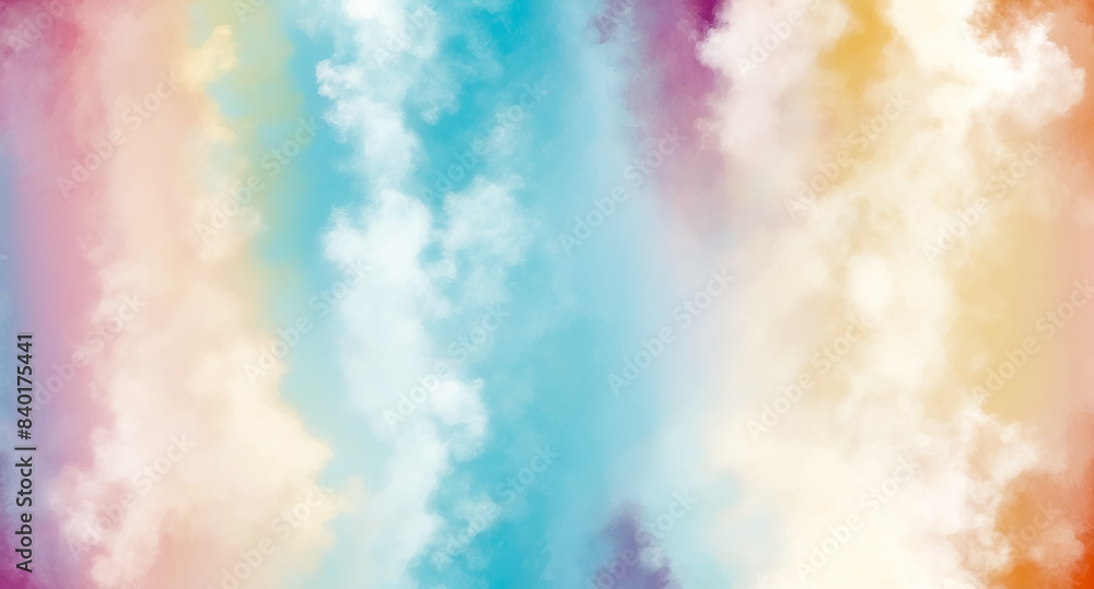 Fototapeta premium Abstract Watercolor Background with Pastel Colors and Clouds