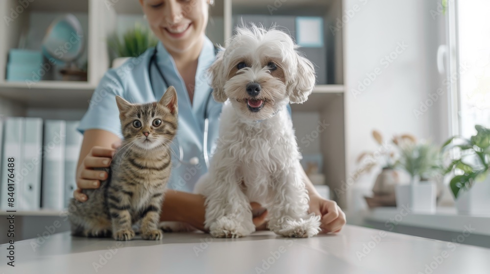 The veterinarian with pet patients The veterinarian with pet patients