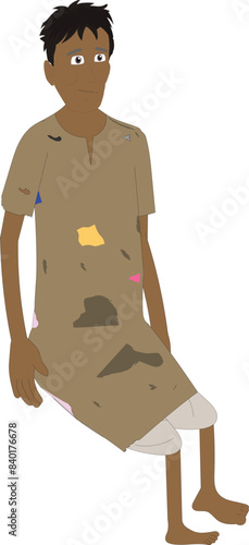 Indian poor man sitting . Village poor man sitting character for animation