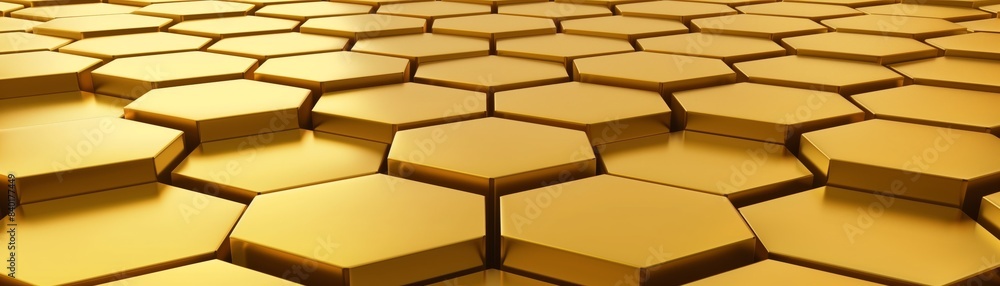 Golden Hexagonal Pattern with Reflective Surface
