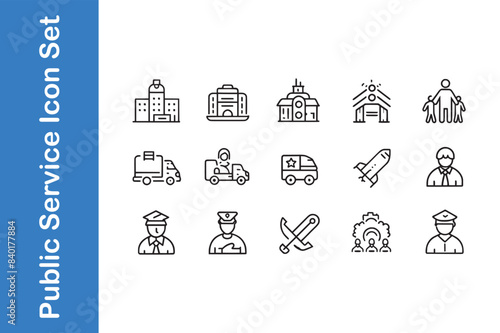 Public service icon set with vector.