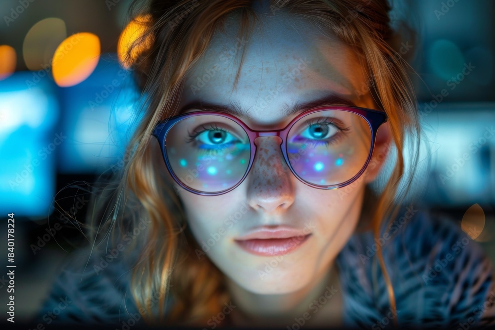 Woman glasses computer screen