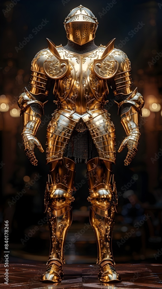 Obraz premium Majestic Gold Plated Armor of a Noble Medieval Knight