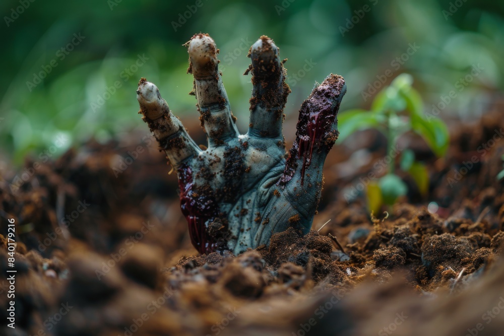 Obraz premium Bloody hand on soil
