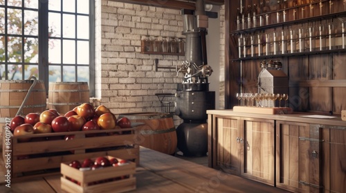 Rustic Cider Tasting Room Blank Business Cards Apple Crates and Cider Press for Craft Beverage Branding and Marketing photo